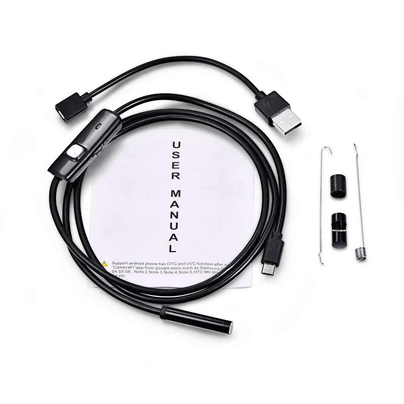 7Mm Endoscope Camera Flexible IP67 Waterproof Micro USB Inspection Borescope Camera for Android PC Notebook 6Leds Adjustable