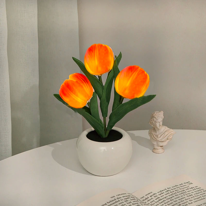 LED Tulip Lamp Night Simulation Flower Atmosphere Desk Light Room Table Decoration Lamp Gift for Girl Friend