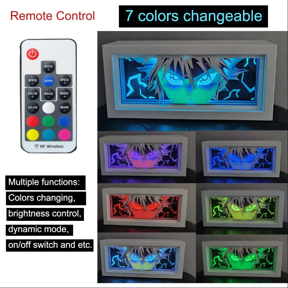 Anime Paper Carved Lamp Cute Figure 3D Paper Led Color Light Box Room Decoration Collect Night Light Gifts