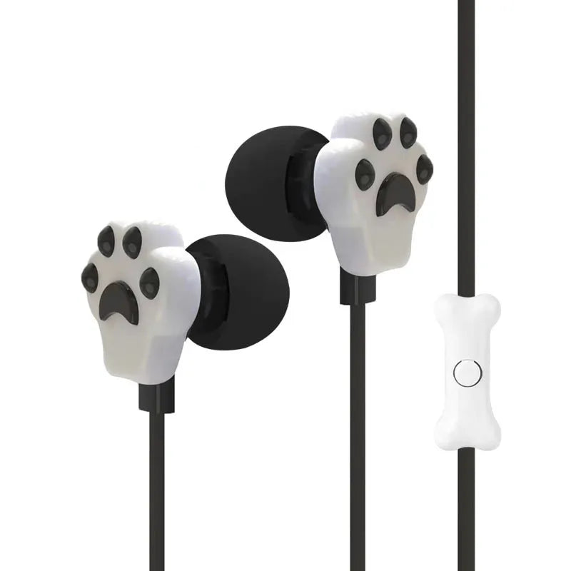 Childs Earphone New Lovely Cute Cartoon Cat Paw 3.5Mm In-Ear Earphone with Rotate Case with Microphone for Iphone Samsung Xiaomi