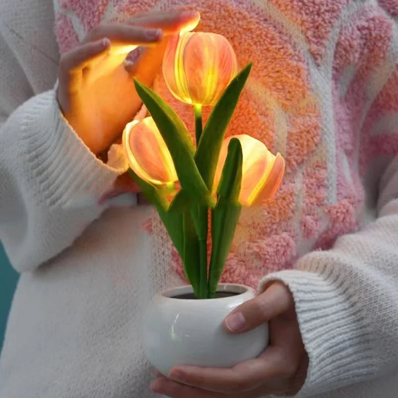 LED Tulip Lamp Night Simulation Flower Atmosphere Desk Light Room Table Decoration Lamp Gift for Girl Friend
