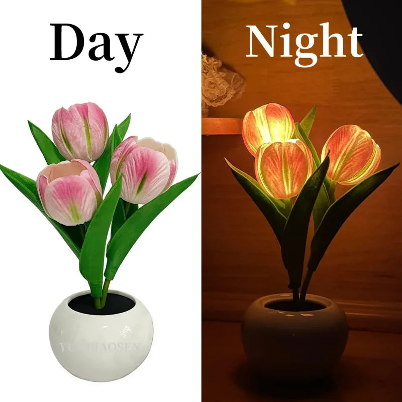 LED Tulip Lamp Night Simulation Flower Atmosphere Desk Light Room Table Decoration Lamp Gift for Girl Friend