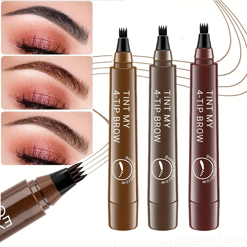 4 Point Eyebrow Pencil 4 Prong Tip Eyebrow Pen 4 Fork Eyebrow Pencil Waterproof Liquid Eyebrow Pencil Long Lasting like Real