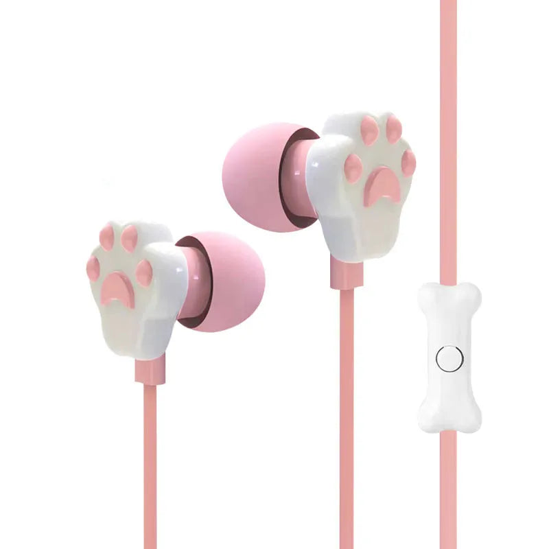 Childs Earphone New Lovely Cute Cartoon Cat Paw 3.5Mm In-Ear Earphone with Rotate Case with Microphone for Iphone Samsung Xiaomi