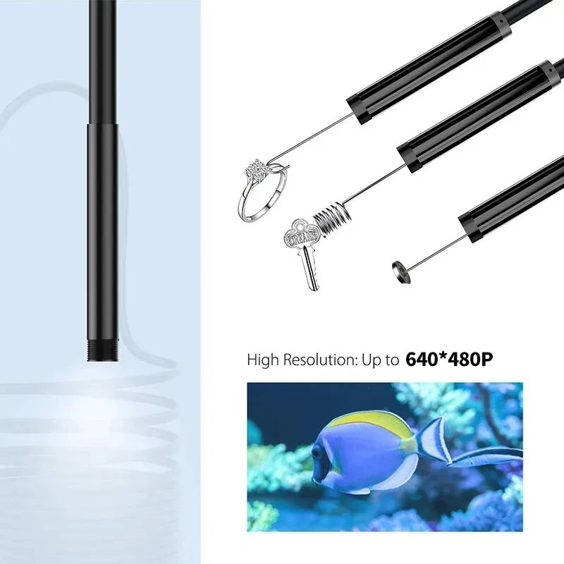 7Mm Endoscope Camera Flexible IP67 Waterproof Micro USB Inspection Borescope Camera for Android PC Notebook 6Leds Adjustable